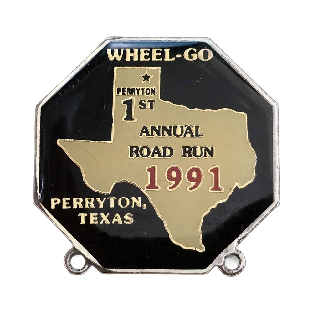 Wheel-Go Perryton 1st Annual Road Run 1991 Lapel Vest Hat Pin J14
